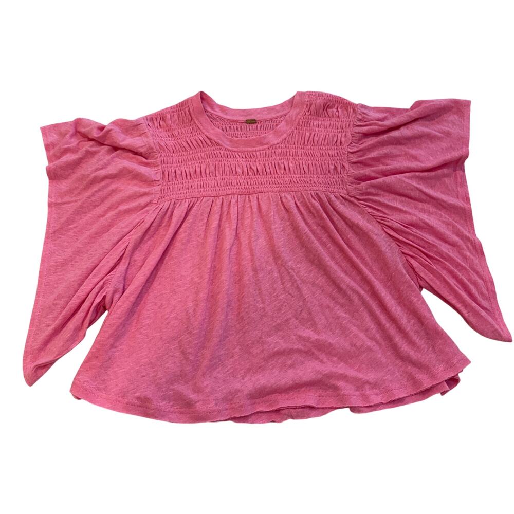 Free People Pink Butterfly Sleeve Flouncy Top Size Small
